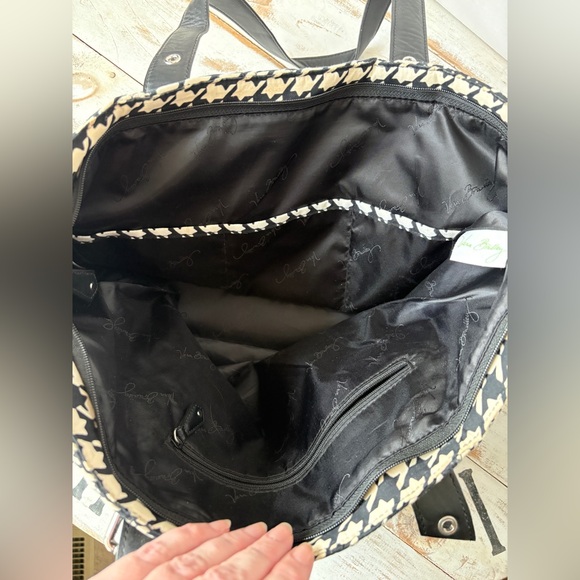 VERA BRADLEY quilted houndstooth tote weekend bag teacher purse travel casual - Picture 10 of 16